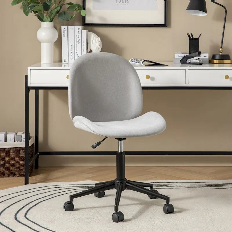 Chaise de bureau moderne Ines pivotante à 360 degrés sans accoudoirs avec base en métal par HULALA HOME