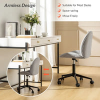 Chaise de bureau moderne Ines pivotante à 360 degrés sans accoudoirs avec base en métal par HULALA HOME