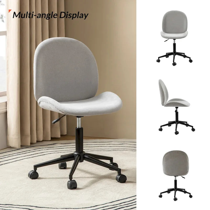 Chaise de bureau moderne Ines pivotante à 360 degrés sans accoudoirs avec base en métal par HULALA HOME