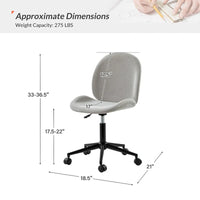 Chaise de bureau moderne Ines pivotante à 360 degrés sans accoudoirs avec base en métal par HULALA HOME