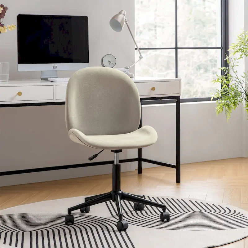 Chaise de bureau moderne Ines pivotante à 360 degrés sans accoudoirs avec base en métal par HULALA HOME