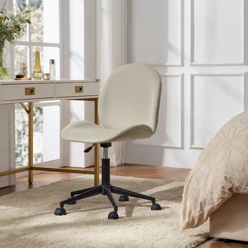 Chaise de bureau moderne Ines pivotante à 360 degrés sans accoudoirs avec base en métal par HULALA HOME