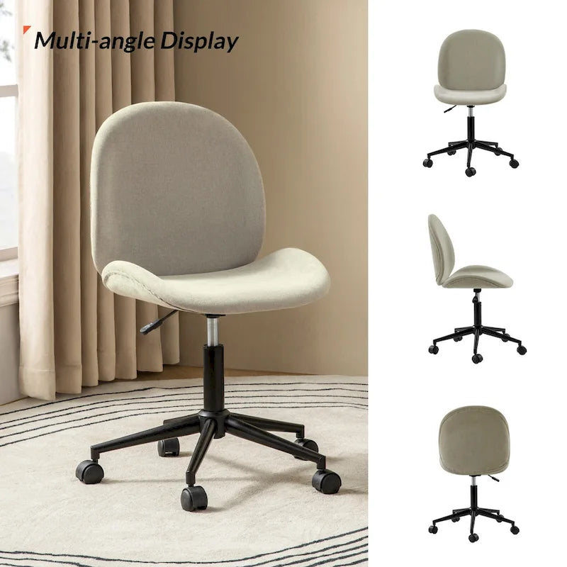 Chaise de bureau moderne Ines pivotante à 360 degrés sans accoudoirs avec base en métal par HULALA HOME