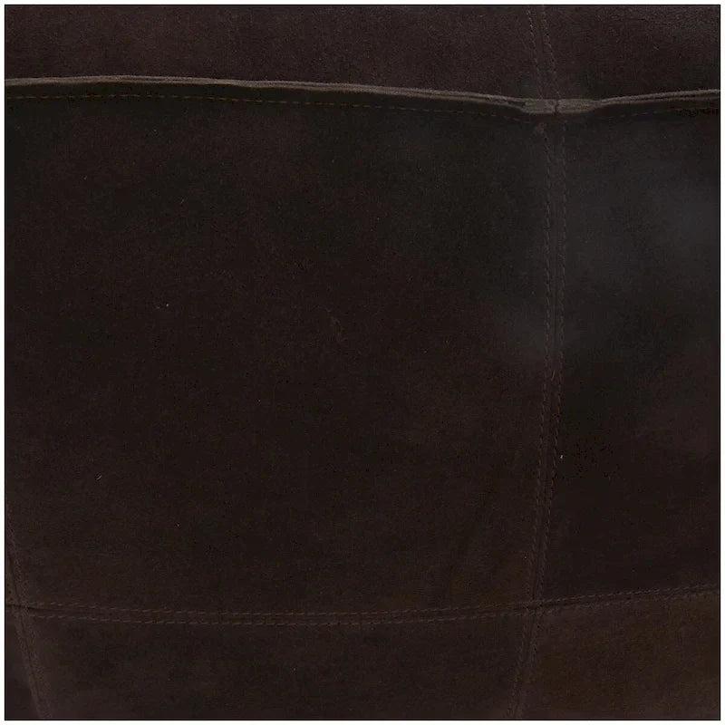 Pouf carré bas en cuir avec motifs patchwork - Marron, Gris ou Marron foncé - Roche River Decor