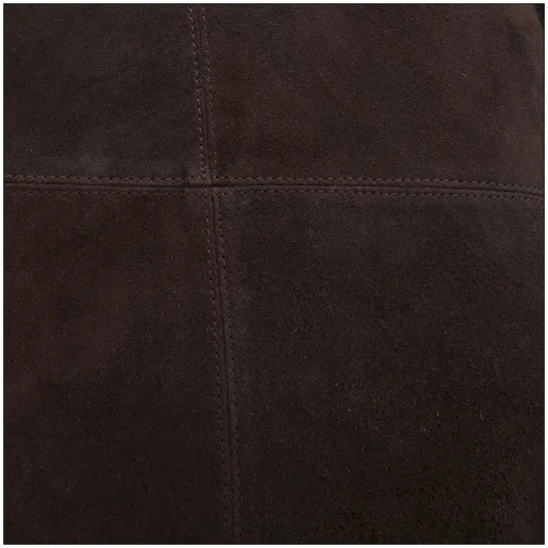 Pouf carré bas en cuir avec motifs patchwork - Marron, Gris ou Marron foncé - Roche River Decor