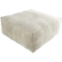 Pouf carré bas en cuir avec motifs patchwork - Marron, Gris ou Marron foncé - Roche River Decor