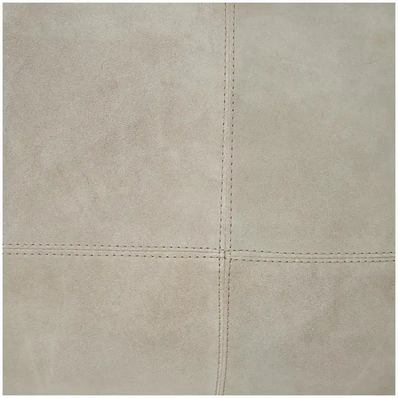 Pouf carré bas en cuir avec motifs patchwork - Marron, Gris ou Marron foncé - Roche River Decor