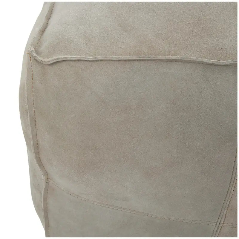 Pouf carré bas en cuir avec motifs patchwork - Marron, Gris ou Marron foncé - Roche River Decor