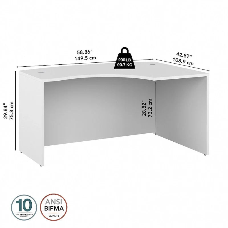 Coque de bureau en L droite Studio C 60W par Bush Business Furniture