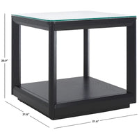 SAFAVIEH Couture Benecarlo Table d'appoint avec plateau en verre - 22x22x21 po
