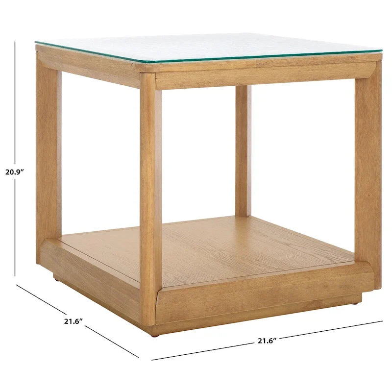 SAFAVIEH Couture Benecarlo Table d'appoint avec plateau en verre - 22x22x21 po