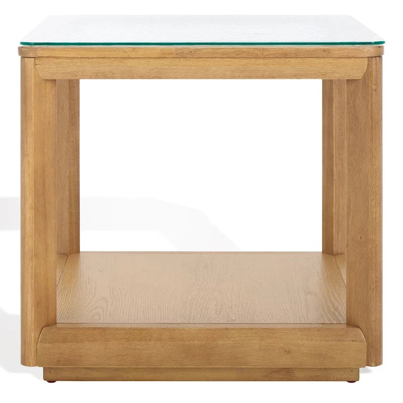SAFAVIEH Couture Benecarlo Table d'appoint avec plateau en verre - 22x22x21 po