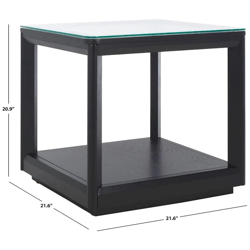 SAFAVIEH Couture Benecarlo Table d'appoint avec plateau en verre - 22x22x21 po