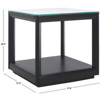 SAFAVIEH Couture Benecarlo Table d'appoint avec plateau en verre - 22x22x21 po
