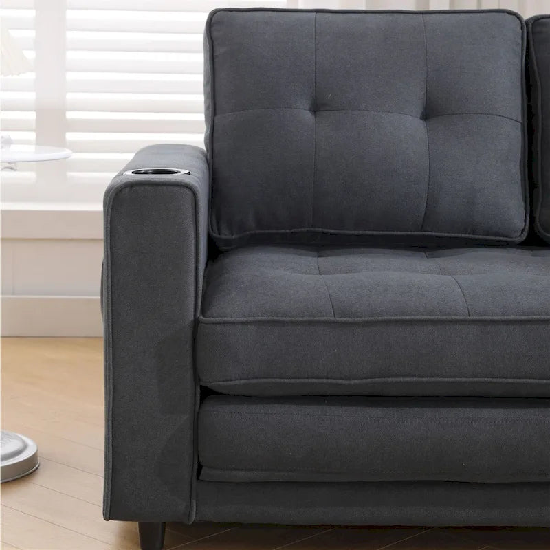 Canapé Futon Rembourré Oaks Aura avec Canapé-Lit Escamotable, Choix Multicolore, Causeuse Capitonnée Pliable avec Porte-Gobelet