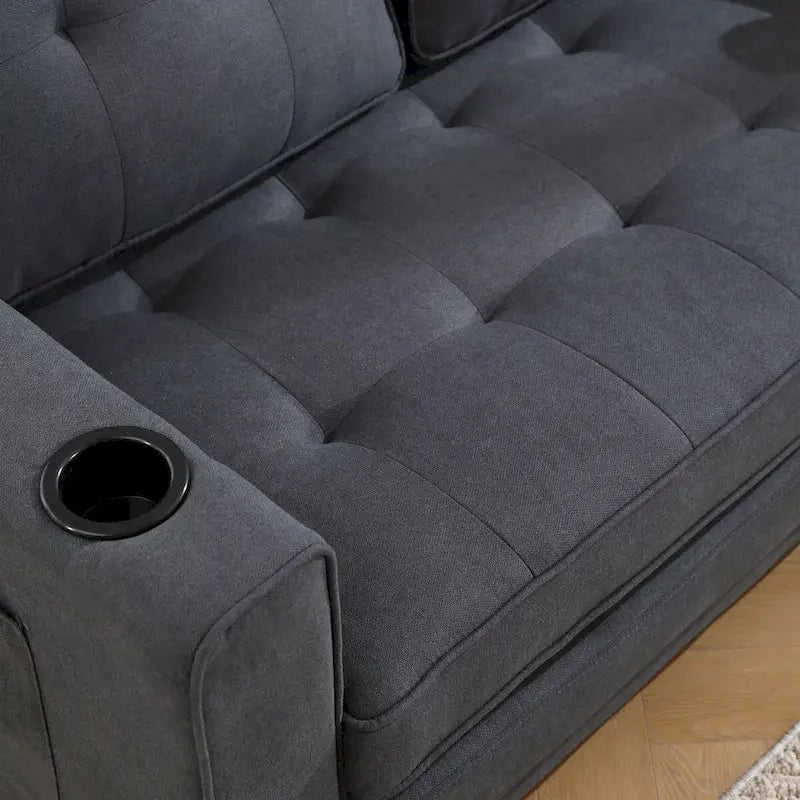 Canapé Futon Rembourré Oaks Aura avec Canapé-Lit Escamotable, Choix Multicolore, Causeuse Capitonnée Pliable avec Porte-Gobelet