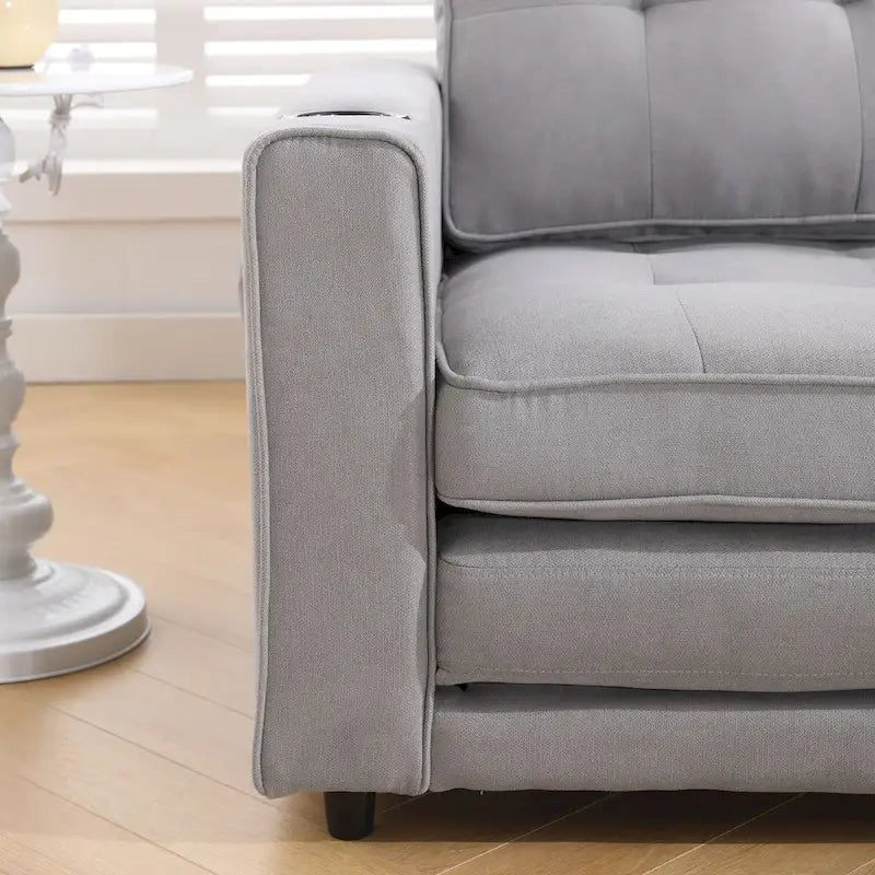 Canapé Futon Rembourré Oaks Aura avec Canapé-Lit Escamotable, Choix Multicolore, Causeuse Capitonnée Pliable avec Porte-Gobelet