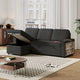Canapé-Lit Escamotable Oaks Aura 85.8 pouces, Canapé Forme L avec Port USB, Canapé Convertible avec Étagères de Rangement