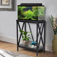 Meuble pour aquarium Aquatic Fundamentals de 20 gallons en acier noir avec cadre en X