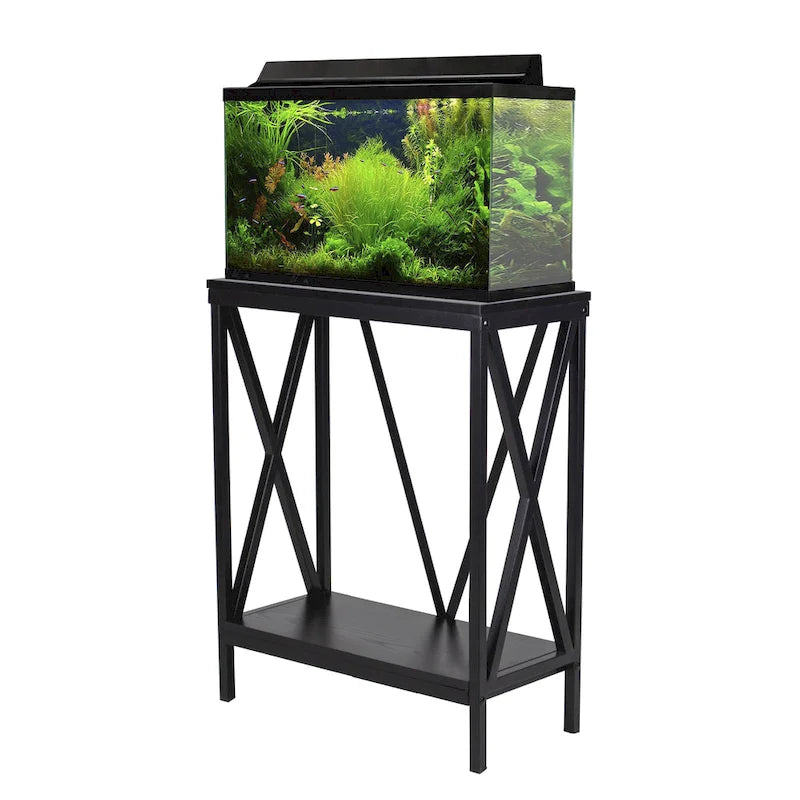Meuble pour aquarium Aquatic Fundamentals de 20 gallons en acier noir avec cadre en X