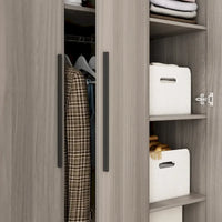 Armoire de rangement en bois avec 6 cubes de rangement et tringle à vêtements