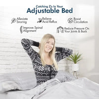 Cadre de lit réglable avec matelas en mousse à mémoire de forme au gel, massage double, ports USB, application, télécommande