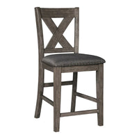Ensemble de salle à manger 7 pièces, chaises à dossier ajouré, bois gris foncé, polyester