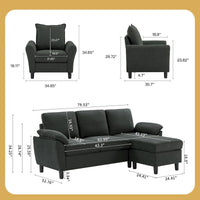 Canapé d'angle 3 places avec fauteuil et pouf pour salon