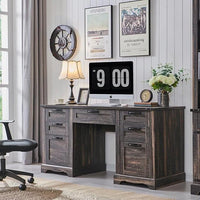 Bureau de direction 60 style ferme, bureau à domicile en bois, bureau informatique
