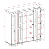 Palace Imports Armoire-penderie Kyle 4 portes 100% bois massif avec portes en bois massif ou miroir