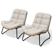 Chaises Papasan d'extérieur avec coussin en rotin PE, chaises cosy de patio avec table d'appoint