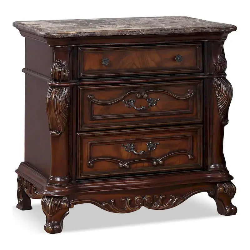 Furniture of America Eugene Ensemble de chambre traditionnel 3 pièces en bois cerisier foncé à panneaux