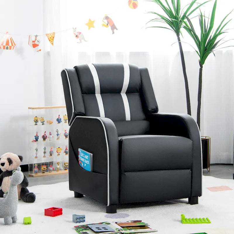 Fauteuil Inclinable Enfant Gymax Ergonomique en Cuir avec Repose-Pieds