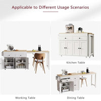Îlot de cuisine Abner avec table à manger extensible