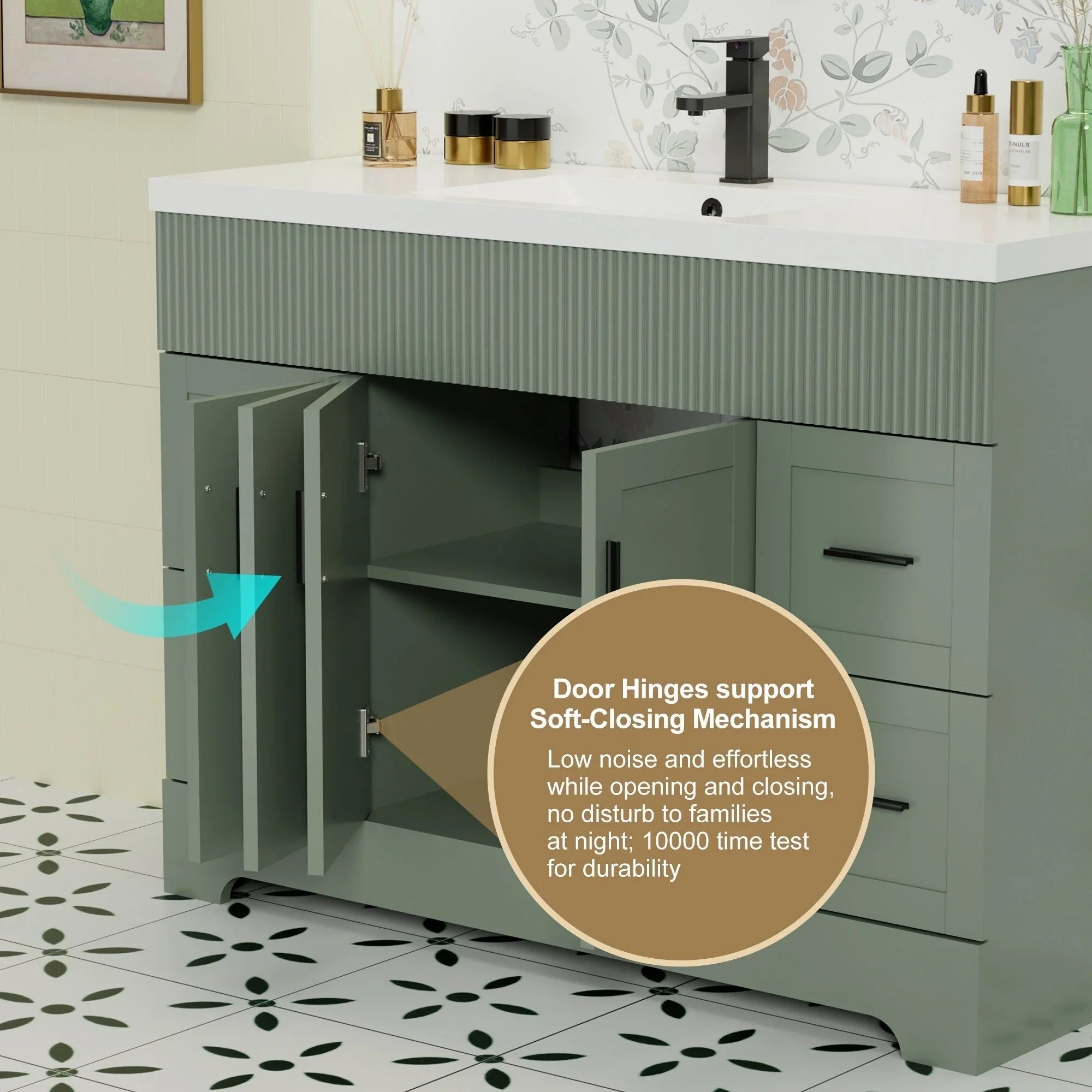 Wavy Line Ensemble meuble-lavabo de salle de bain 30/36/48 avec vasque & robinet