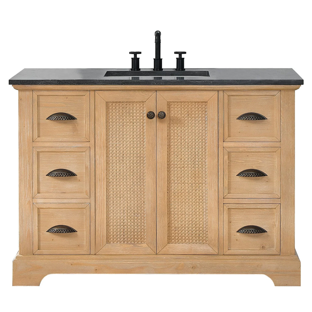 Hervas Meuble-lavabo avec dessus en marbre naturel sans miroir