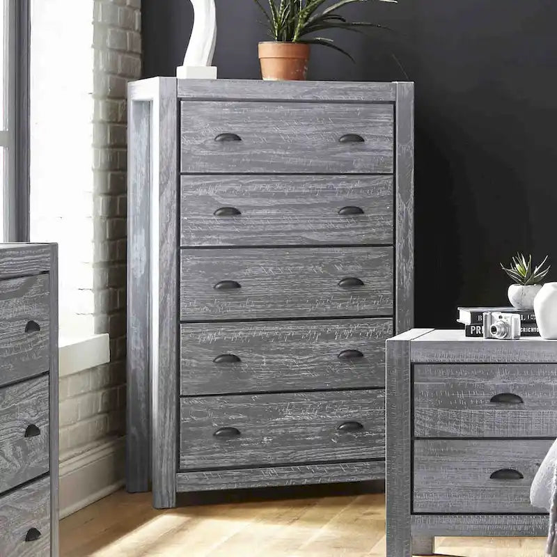 Grain Wood Furniture Montauk Coffre 5 tiroirs en bois massif