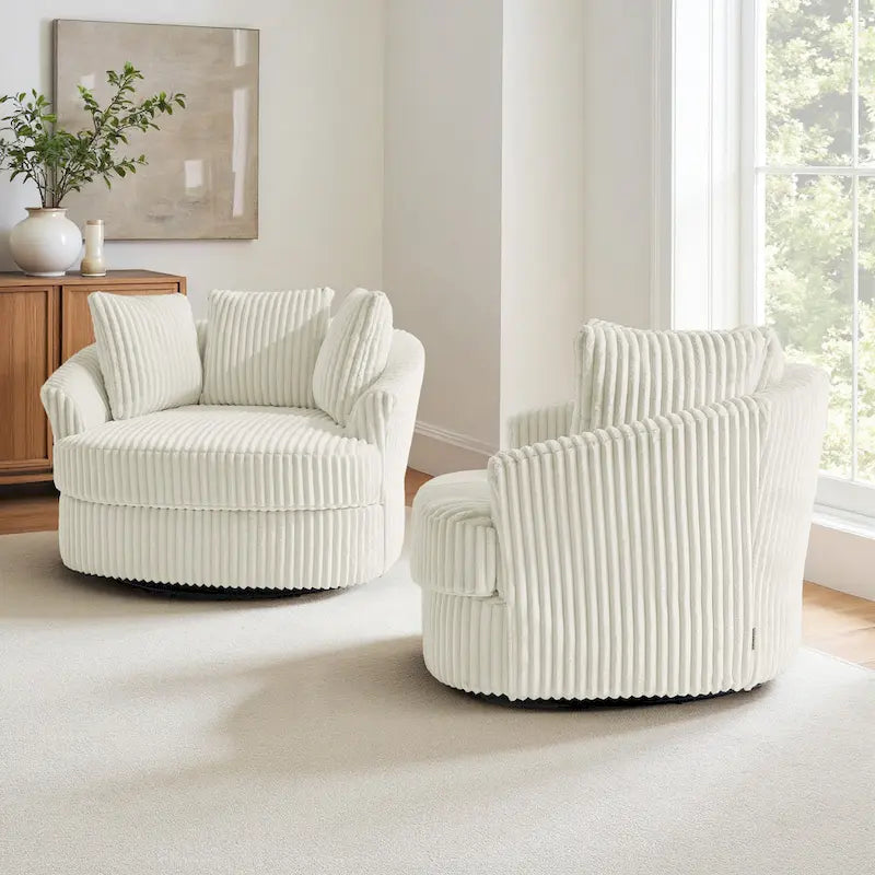DREAMSIDEA - Lot de 2 fauteuils tonneau pivotants à accoudoirs encastrés à housse
