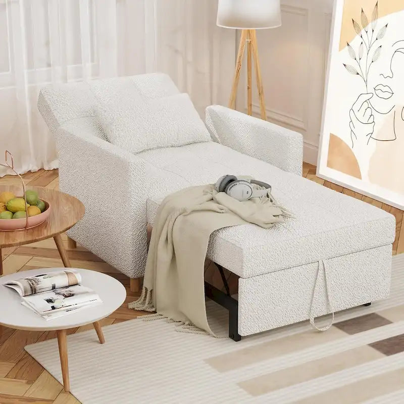 AECOJOY - Fauteuil convertible 3 en 1 avec coussin et dossier inclinable