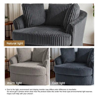 Fauteuil pivotant rond surdimensionné en velours côtelé avec accoudoirs encastrés 43 W