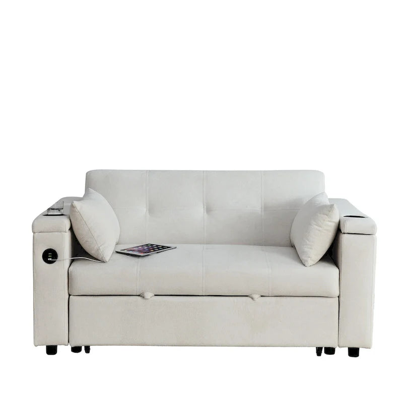 Canapé convertible 54 pouces avec lit gigogne, double assise, fonction relax