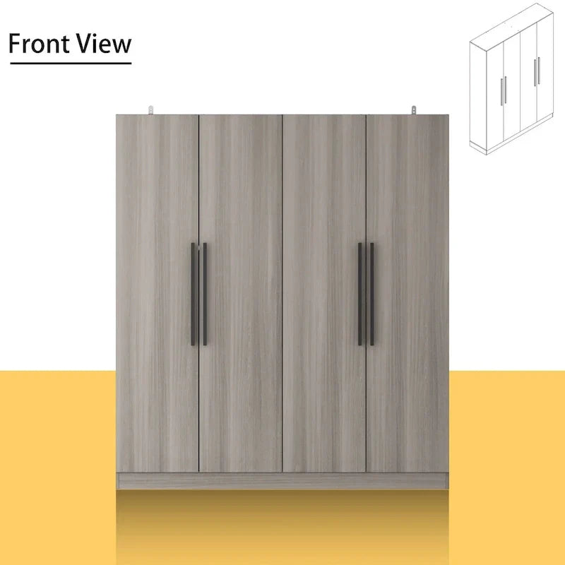 Armoire moderne autoportante en bois massif avec étagères de rangement