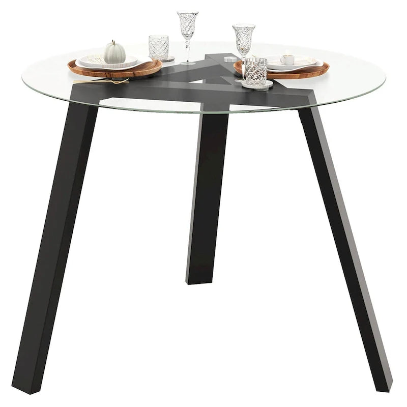 Table de salle à manger ronde en verre Costway 36" pour 4 personnes avec plateau en verre trempé - Voir détails
