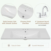 Meuble-lavabo avec vasque en céramique, deux placards et cinq tiroirs