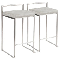 Tabouret de comptoir Silver Orchid Forrest en acier inoxydable empilable et entièrement soudé (lot de 2)