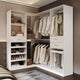 Armoire d'angle avec 2 tringles, un porte-pantalons et un rangement à chaussures