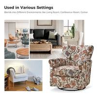 Fauteuil à bascule pivotant Georg en tissu confortable à motif floral avec accoudoirs arrondis par HULALA HOME