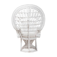 Chaise paon Kallima de style bohème moderne en rotin naturel blanc