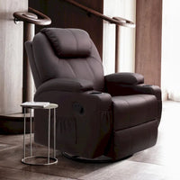 Fauteuil Inclinable de Massage Pivotant Chauffant en Similicuir pour Salon