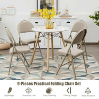 Lot de 6 chaises pliantes portables rembourrées pour bureau, cuisine, salle à manger – Beige – 47 x 51 x 89 cm (L x l x H)